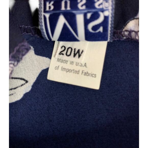 Size 20W Ms Russ Womens 1980s Sheer Skirt Shirt Outfit Navy Blue - Picture 12 of 12